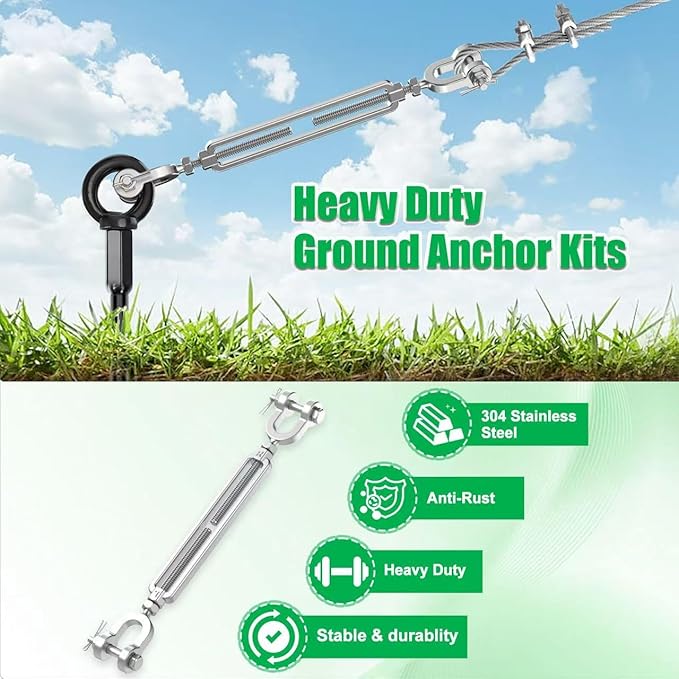 2 Pack 30" Heavy Duty Ground Anchors Shed Anchors Kit, Earth Anchors for Mobile Home Carport Gazebo Trampoline