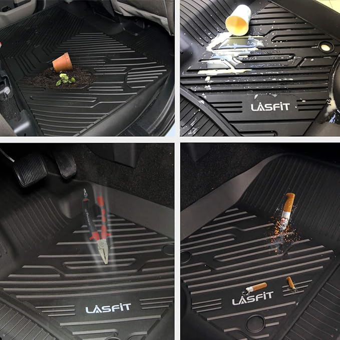 LASFIT Floor Mats Fit for Volkswagen VW Tiguan 2024 2023 2022 2021 2020 2019 2018 All Models, Custom Fit TPE All Weather Waterproof Anti-Slip Floor Liners 1st & 2nd Row Car Mats, Black