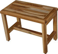 EcoDecors Eleganto 16 Inch Height Natural Color Waterproof Teak Wood Shower Bench Stool Seat Chair for Inside Shower Provides Safety, Storage, and Organization for Bathroom Accessories