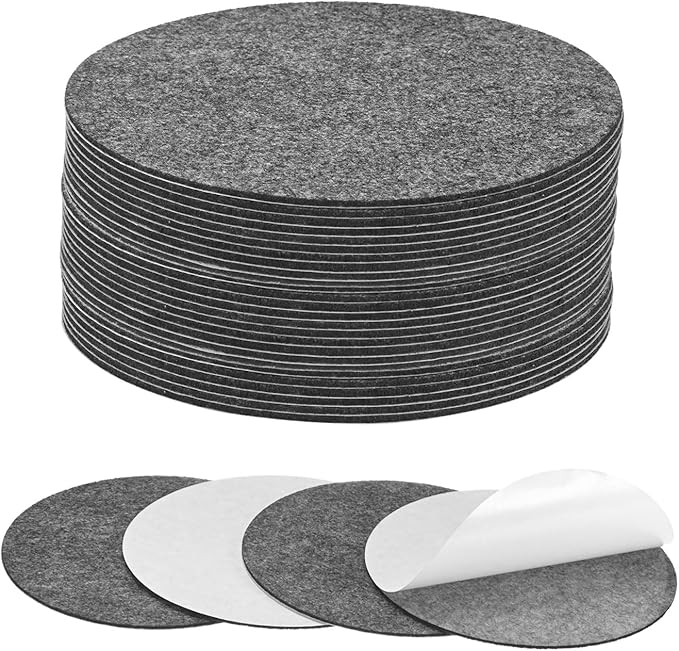 30-Pack Lamp Base Felt, 5.5 Inch Dia. 2mm Thick Self Adhesive Round Fabric Felt Pads for Lamp/Furniture/DIY, Non-Slip Fiber Backed Patch Circles with Adhesive Backing [Grey]