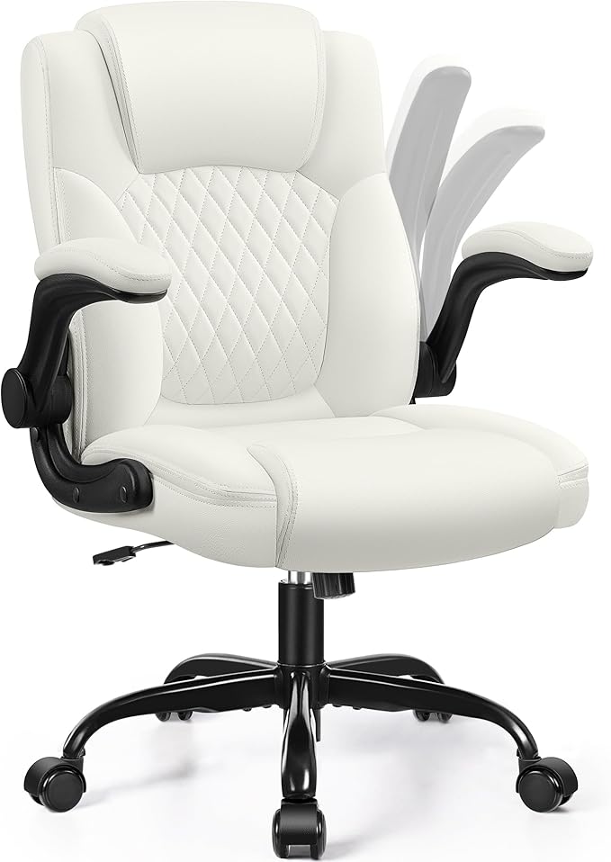 Leather Office Chair, PU Home Computer Desk Chairs with Ergonomic Back Support, 360°Swivel Free,Small Gaming Chair with Wheels and Adjustable Armrests, for Short People Use
