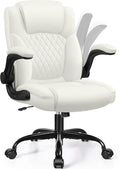 Leather Office Chair, PU Home Computer Desk Chairs with Ergonomic Back Support, 360°Swivel Free,Small Gaming Chair with Wheels and Adjustable Armrests, for Short People Use
