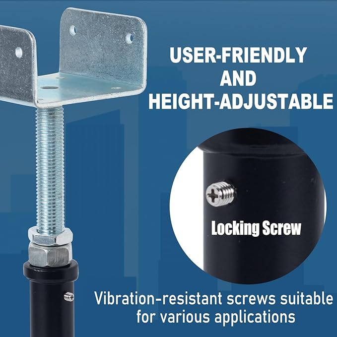 YXGJDP 2 Pack U-Shaped Floor Jack - Adjustable Steel Beam Support for 4x2, 4x4, 4x6 Joists Heavy Duty Screw Jack with U-Head Telepost & House Jack.9-13 Inch Adjustment Range.