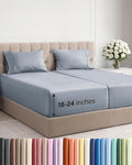 Extra Deep Pocket Split King Sheets - 5 Piece Breathable & Cooling Bed Sheets - Hotel Luxury Bed Sheet Set - Soft, Wrinkle Free & Comfy - Easily Fits Extra Deep Mattresses - Heathered Blue Sheets Set