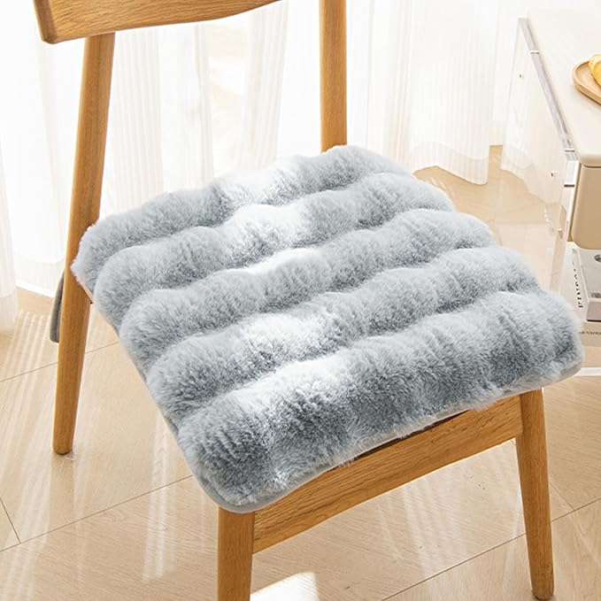 Square Faux Fur Seat Cushion, Faux Rabbit Fleece Chair Pad, Winter Thick Plush Cushions for Dining Chairs, Comfy Lazy Sofa Office Floor Pillow, Cute Bedroom Decor(Blue,1pc/15.8×15.8inches)