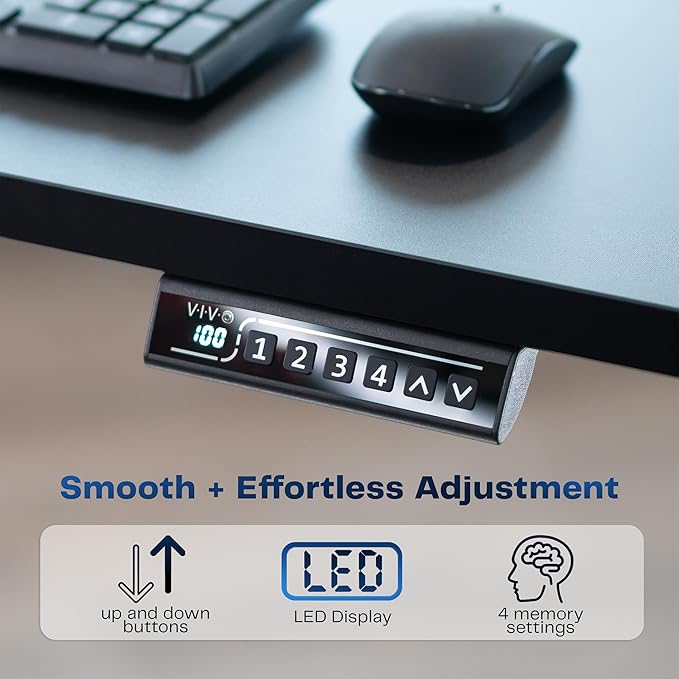 VIVO Electric 60 x 30 in Standing Desk, Memory Height Adjustment, 1B Series, Holds 220 lbs, White Top Black Frame, DESK-KIT-1B6W-30