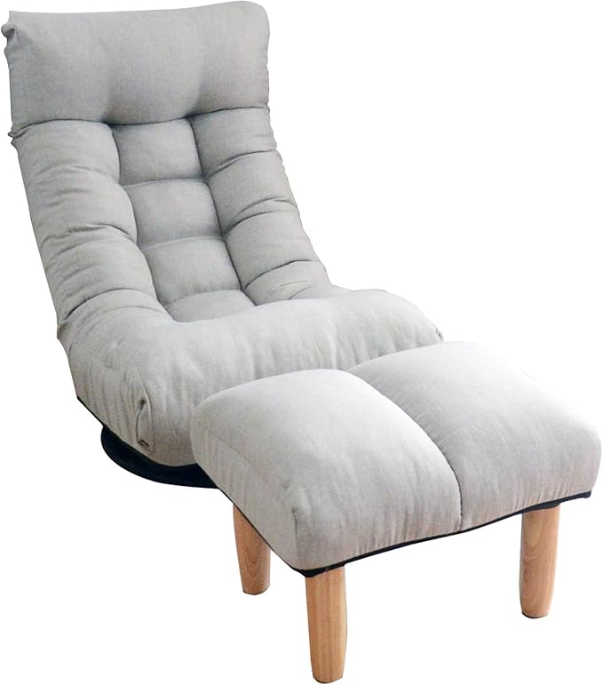 Swivel Reclining Gaming Floor Chair with Ottoman, Comfortable Lazy Lounger with Back Support for Adults Bedroom & Home Gaming Setup