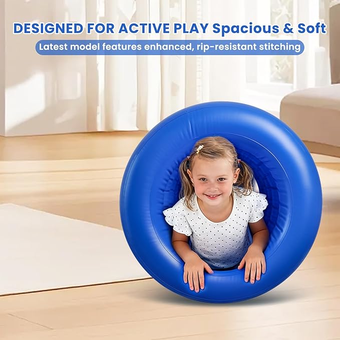 Barrel Roll Sensory Chair for Kids, 2025 Reinforced Calming Vestibular Toy with Deep Pressure, Durable Inflatable Sensory Pod for Autism, ADHD, Perfect for Classroom or Home Use