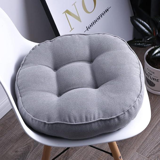vctops Round Chair Pad Seat Cushion Solid Color Soft Chair Pads Cushion Pillow for Kitchen Dining Office Chair Kids Reading (Gray,Diameter 16")