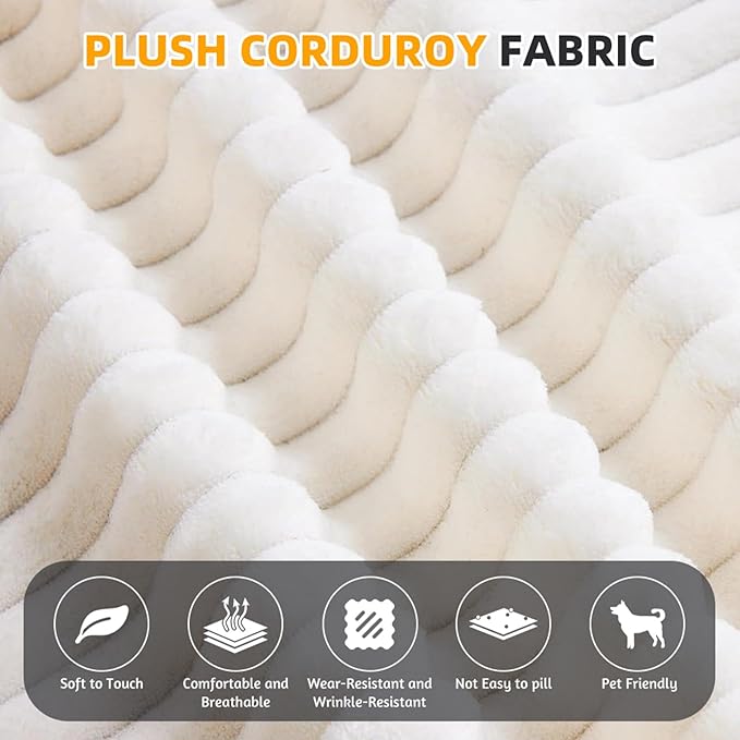 79" Foldable Floor Couch, 2-Seat Convertible Sleeper Sofa with Blanket and 2 Soft Pillows, Corduroy Fabric, for Living Room, Bedroom, Apartment, No Assembly Required, Beige