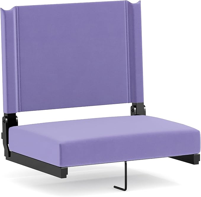 Flash Furniture Grandstand Portable Stadium Seat for Bleachers or Benches, Folding Padded Stadium Chair with Carrying Handle, 500 lb. Weight Capacity, Purple
