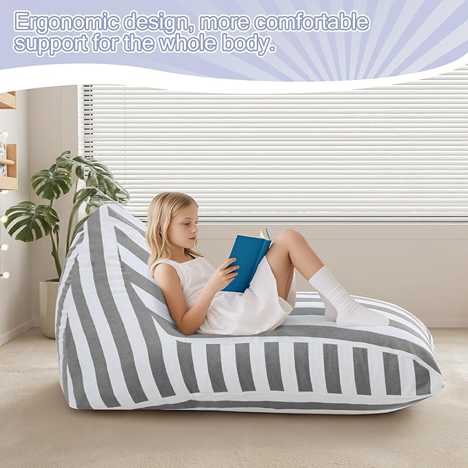 COMAX Bean Bag Chairs for Kids 8-12, Large Kid Beanbag Chair Stuffed with Filler, Big Toddler Lounge Chair, Children Lazy Floor Lounger for Girls Boys, Premium Cotton Canvas