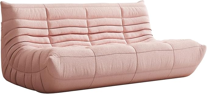 Bean Bag Chair, Fireside Chair, Large Bean Bag Chair for Adults, Bean Bag Chairs for Teens with High-Resilience Foam, Non-Slip Base Floor Lounge Sofa,Living Room (Pink, 3-Seater)