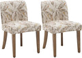 chairus Farmhouse Dining Chairs Set of 2, Upholstered Comfy Dining Room Chairs Linen Fabric Walnut Brown Wood Kitchen Chairs for Dining Table, Living Room, Kitchen, Floral Pattern