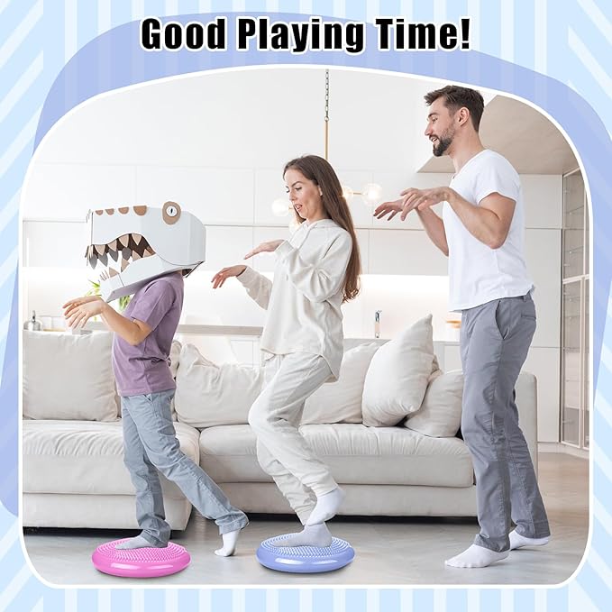 Silipull 2 Pcs Wiggle Seat Inflated Wobble Cushion Flexible Balance Disc with Air Pump for Core Stability Strengthening Improving Posture Physical Exercise