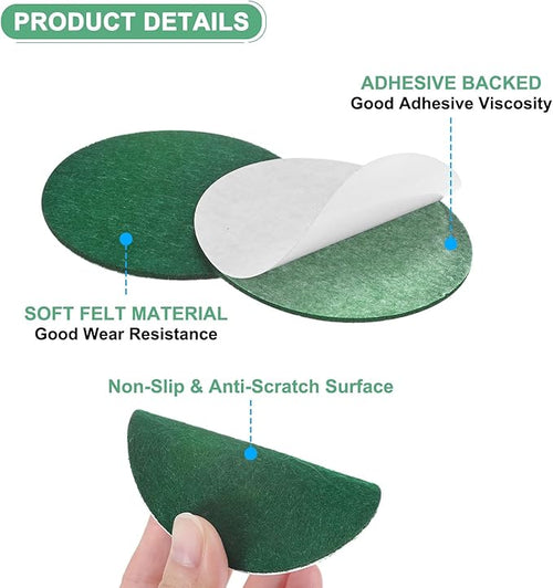 20-Pack Lamp Base Felt, 3 Inch Dia. 2mm Thick Self Adhesive Round Fabric Felt Pads for Lamp/Furniture/DIY, Non-Slip Fiber Backed Patch Circles with Adhesive Backing [Green]