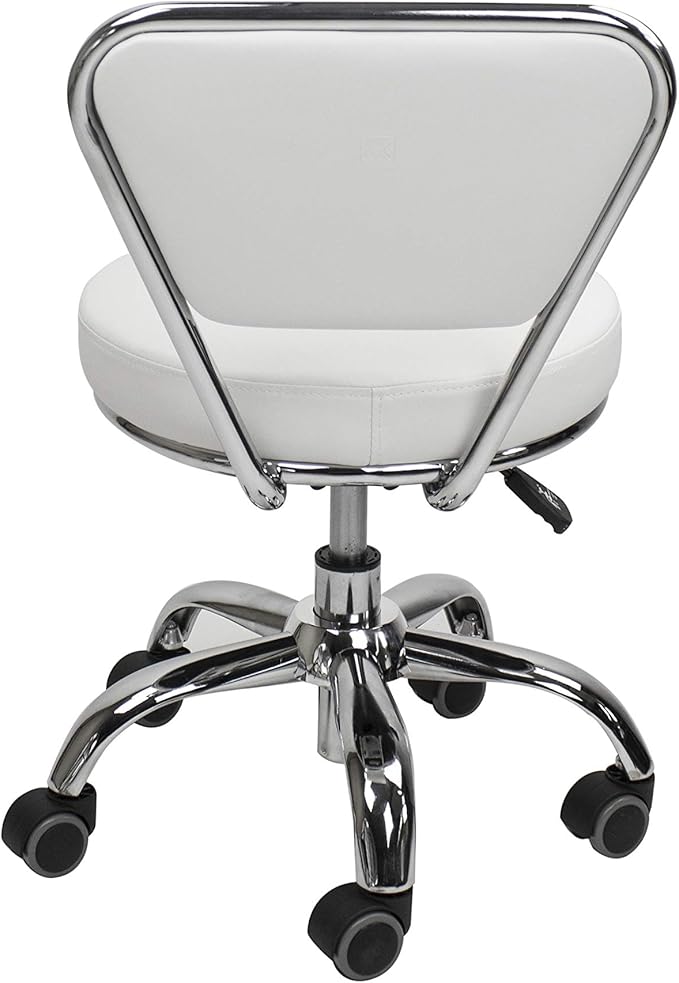 MAYAKOBA Dayton Garage Rolling Seat (White) Pneumatic, Short Stool with Adjustable Height 13"-15", Perfect for Garage Task, Home Cleaning, Bathroom Short Seat, Technician Task