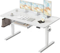 FEZIBO Standing Desk with Keyboard Tray, 60 x 24 Inch Adjustable Height Sit Stand Desk with Memory Presets for Home Office, Ergonomic Computer Workstation, White