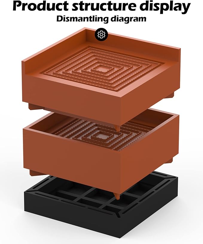 Tclouda Furniture Risers, Bed/Sofa/Desk/Table/Chair Leg/Fridge Lifts to 1.5, 3 and 4 in, Square Adjustable Risers Blocks for Extenders, Heavy Duty Supports Up to 1300 Lbs, 3 in-Brown-Square