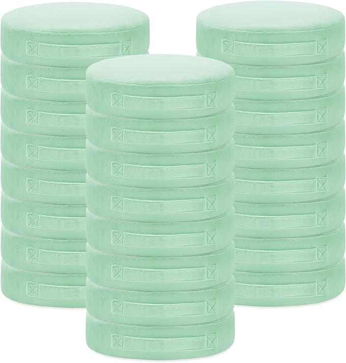24 Pcs Round Floor Cushions for Kids, 15'' Plush Flexible Seating Pillows with Handles, Soft Chair Seats for Classroom Elementary Daycare Preschool Playroom Reading Corner Green
