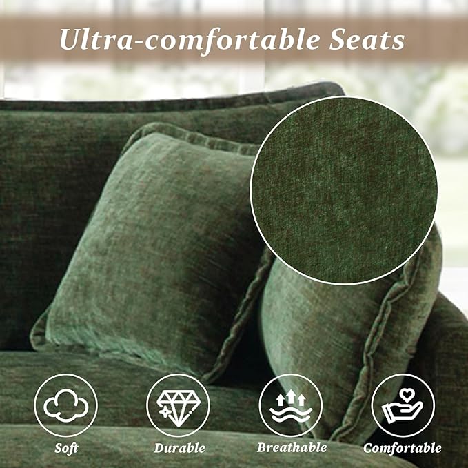 SoarFlash Chenille Sectional Middle Position Sofa,Green
