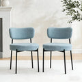 Stabrech Blue Boucle Dining Chairs Set of 2, Upholstered Dinner Chair with Metal Frame, Dining Room Chairs with Padded Seat, Round Modern Seating for Living Room