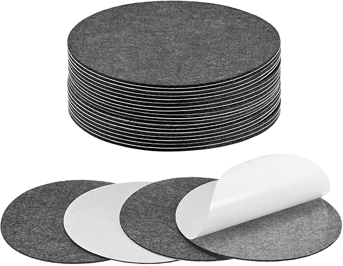 20-Pack Lamp Base Felt, 6 Inch Dia. 2mm Thick Self Adhesive Round Fabric Felt Pads for Lamp/Furniture/DIY, Non-Slip Fiber Backed Patch Circles with Adhesive Backing [Grey]