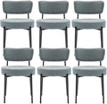 Stabrech Grey Boucle Dining Chairs Set of 6, Upholstered Dinner Chair with Metal Frame, Dining Room Chairs with Padded Seat, Round Modern Seating for Living Room
