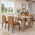 DUOMAY Modern Dining Chairs Set of 4, Mid Century Faux Leather Dining Room Chairs Upholstered Kitchen Chairs with Solid Rubberwood Legs, Armless Accent Side Chairs, Brown