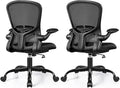 FelixKing Office Desk Chairs, Ergonomic PC Desk Chair with Wheels, Adjustable Lumbar Support and Height, Swivel Computer Chair with Flip-up Armrests, Ergo Mesh Backrest for Working (Black, Pack of 2)