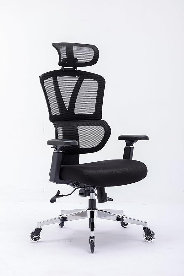Chair Master Ergonomic High Back Office Chair | Roller Blade Casters | Mesh Chair | for Executives, Office Goers, Work from Home Set up | 3D Armrests, Adjustable Headrest