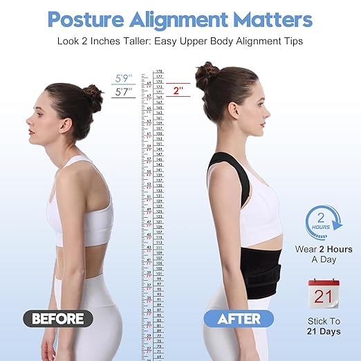 Posture Corrector for Women and Men with Bionic System, Upgraded Back Brace, Adjustable Full Back Support, Shoulder Straightener, Neck, Upper and Lower Back Pain Relief S-Black-6