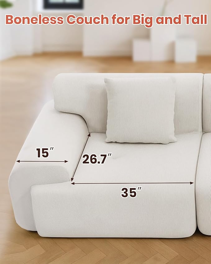 MastonHome Soft Boneless Lounge Couch for Apartment Living, Ideal for Renters & Small Homes, Casual Seating for Relaxing in Living Rooms