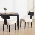 DM Furniture Farmhouse Dining Chairs Set of 2, Linen Fabric Upholstered Kitchen Chairs with Black Distressed Wooden Legs, Comfy Armless Side Chairs for Dining Room/Restaurant, Beige-Black Legs