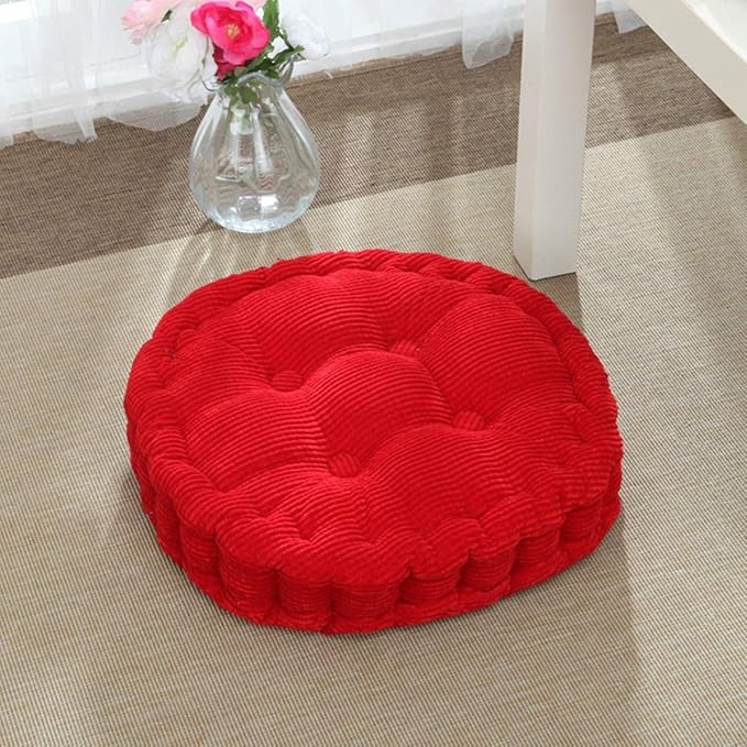 Round Soft Chair Cushions Home Floor Pillow Indoor Corduroy Chair Pads Office Seat Cushion, 17" D.