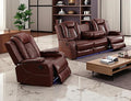 Toseslo Power Recliner Sofa Set with LED Light,Leather Sectional Sofa and Chair Set, Living Room Furniture Sets, Modern Power Reclining Sets with Storage Console for Living Room(Brown)