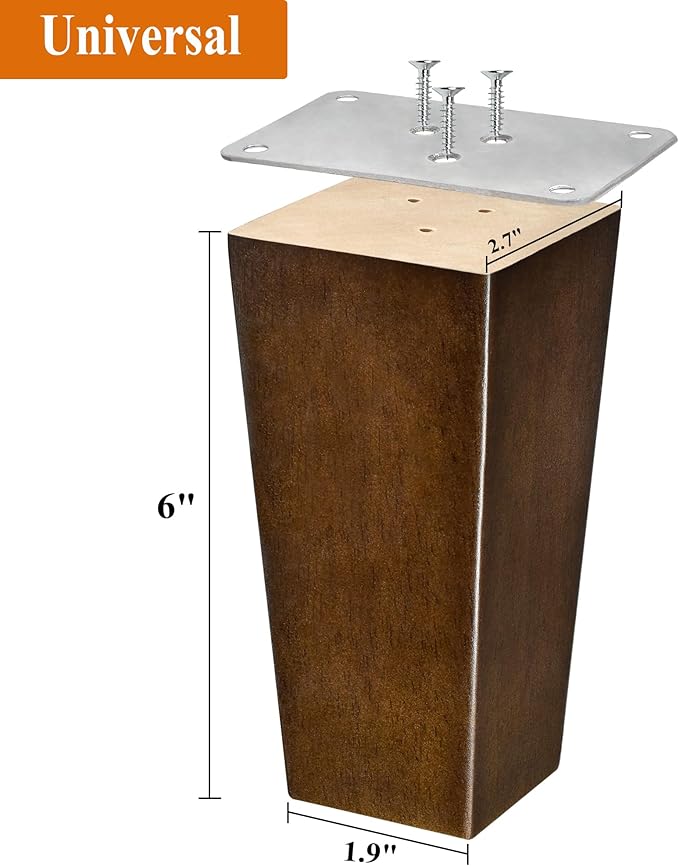 AORYVIC Wood Furniture Legs 6 inch Sofa Legs Square Couch Legs Universally Applicable Replacement Legs for Ottoman, Dresser, Easy to Install, Normal Size for U.S.Made and Other Furniture
