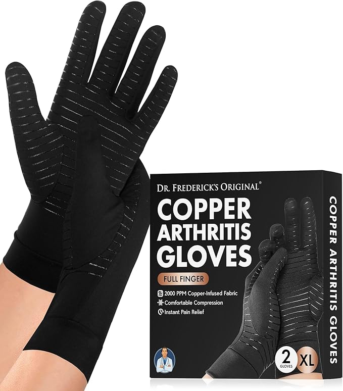 Dr. Frederick's Original Copper Compression Arthritis Gloves - Doctor-Developed Hand Pain Relief for Arthritis, Carpal Tunnel & Tendonitis - All-Day Comfort, Typing & Daily Use - Full Finger, X-Large