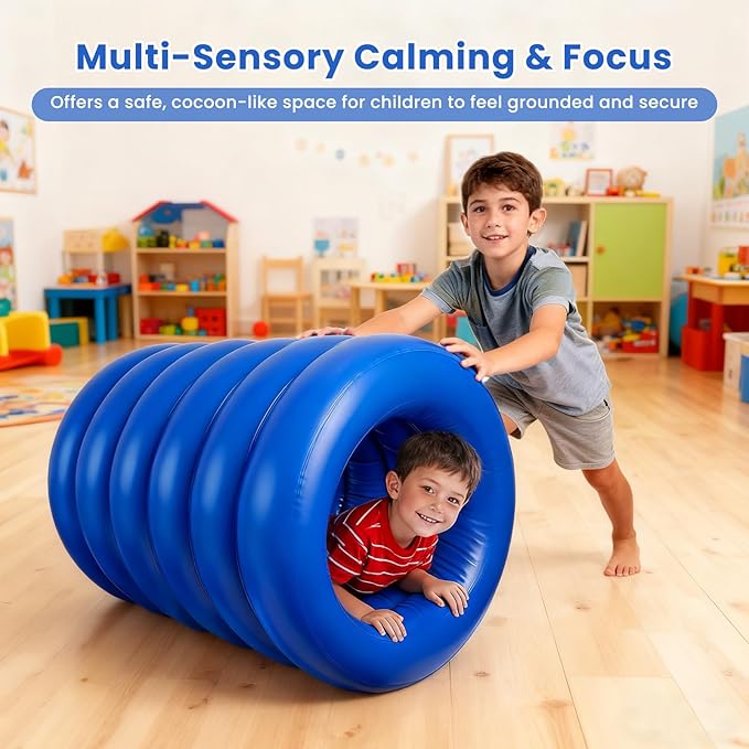 Barrel Roll Sensory Chair for Kids, 2025 Reinforced Calming Vestibular Toy with Deep Pressure, Durable Inflatable Sensory Pod for Autism, ADHD, Perfect for Classroom or Home Use