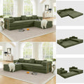 HANXIN 108" Modular Sectional Sofa, Futon Convertible Sofa Bed,Oversized Corduroy Boneless Couch for Living Room,Floor Loveseat Sleeper with Pull Out Bed,Free Combination,No Assembly Required (Green)