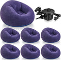 Realspring 6 Pcs Inflatable Bean Bag Chairs for Adults with Electric Air Pump, Blow up Couch Folding Portable Inflatable Couch Lazy Sofa for Outdoor Movie Nights Camping Room (Blue)