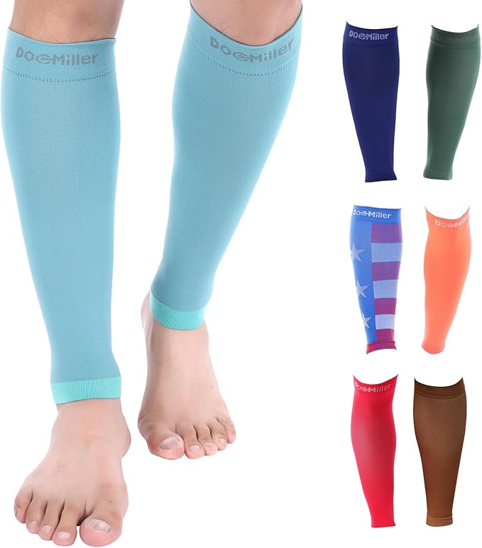 Doc Miller Compression Calf Sleeve for Men & Women – 20-30mmHg Graduated Support for Running, Shin Splints, Calf Strain – Knee High, Small to 6XL Plus Size