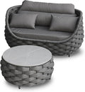 Erotr Patio Loveseat with Table: Aluminum Hand Woven Rope 2 Piece Patio Furniture Set - Cushioned Outdoor Seating Set - Modern Metal Lounge Set Assembled for Porch Balcony Deck Garden Hotel, Dark Grey