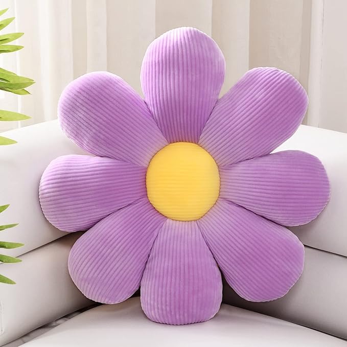 Sioloc Flower Shaped Throw Pillow, Lavender, 23.6" (1 Count)
