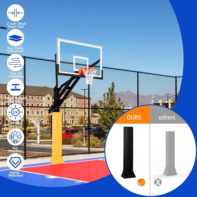 VANCL Square Pole Padding Basketball Pole Pads Heavy Duty Square Pads Outdoor Fits 4"x4", 5"x5", 6"x6",6"x8", 8"x8" Poles Waterproof UV-Resistant Durable Protection Pads