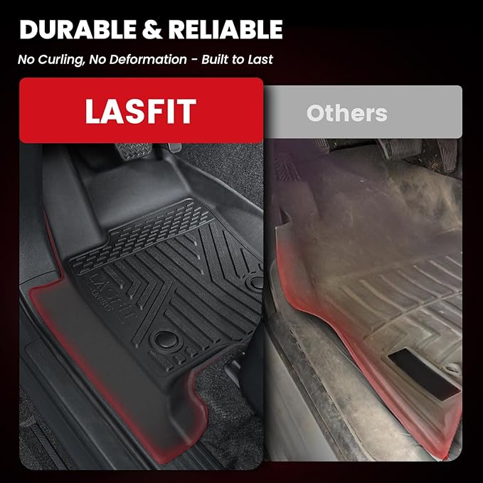 LASFIT Floor Mats & Cargo with Backrest Mat for Ford Explorer 2022-2025 2026 6 Passenger, Custom Fit All Weather Protector TPE Easy Clean Floor Liners, 5pcs Full Set Black