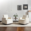 VINGLI 360°Swivel Mid-Century Modern Accent Armchairs Set of 2 with Double-Layer Seat Cushions, Comfy Single Square Sofa, Upholstered Club Chairs for Living Room,Bedroom, Reading Room, Chenille Beige