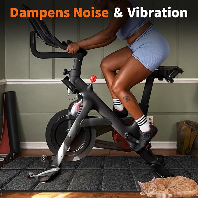 THAILE Exercise Bike Mat, Compatible with Peloton Bikes, 60"x30", Bike Trainer Mats, Mat for Indoor Stationary Spin Bikes Treadmill Walking Pad on Hardwood Floor Carpet Protector