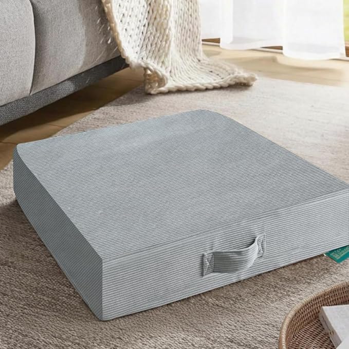 28 inches Meditation Floor Pillow Square Large Floor Cushions for Adults, Thick Memory Foam Seat Cushions for Yoga, Living Room, Sofa, Tatami, Bay Window Gray