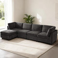 EDILLY 122 inches Oversized Modular Sectional Fabric Cloud Sofa, Extra Large L Shaped Couch Reversible Chaise Couch,4 Seat Modular Sofa with Storage Ottoman, Linen Grey
